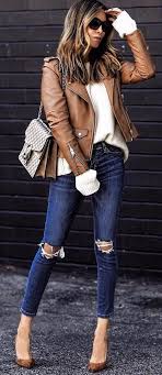 40 Fashion Forward Outfit Ideas To Finish This Fall With Style Brown Leather Jacket Outfit Fashion Forward Outfits Leather Jacket Outfits