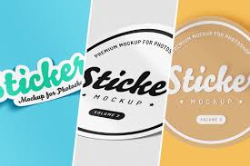 Sticker Mockup Collection For Photoshop Psd Sticker Design Mockup Templates Mockup