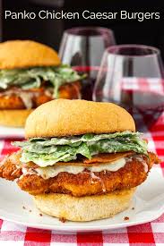 Panko Chicken Caesar Burgers With A New Oven Baked Method Too Recipe Chicken Burgers Recipe Panko Chicken Chicken Burgers