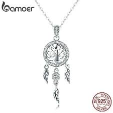 Tree Of Life Dream Catcher Pendant Necklaces 925 Sterling Silver Bn0008 Silver Earrings Outfit Silver Charm Beads Dreamcatcher Pendant