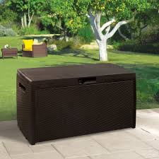 Keter 70 Gallon Rattan Deck Box Outdoor Benches At Hayneedle 81 98 Garden Storage Plastic Garden Storage Box Outdoor Storage Boxes