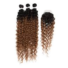 I made the extensions into a wig! China Ombre Blonde 3 Packs Synthetic Deep Curly Hair Weave With 1 Closure Hair Extensions China Deep Wave Hair And Deep Curly Hair Price