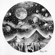 Drawing Sketch Image Planet Illustration Pencil Tattoo Art Photo By Blackworkillustrations Follow Ext Dotted Drawings Planet Drawing Stippling Art