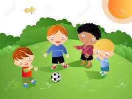 Üblicher kinderlärm muss also in einem mehrparteienhaus hingenommen werden, wenngleich das spielen natürlich nicht zu einer unzumutbaren störung der anderen hausbewohner führen darf. Spielende Kinder Fussball Lizenzfrei Nutzbare Vektorgrafiken Clip Arts Illustrationen Image 31056572