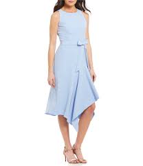 London Times Sleeveless Bias Ruffle Flare Bow Front Midi Dress Dillards Dresses Mother Of The Bride Dresses Dresses For Work