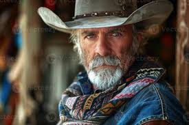 Portrait of senior cowboy wearing hat and scarf in wild west setting  55363135 Stock Photo at Vecteezy