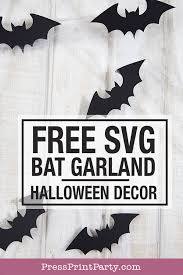Free svg files, halloween, luminaries tags: Bat Garland Hallowen Decoration Free Svg Press Print Party