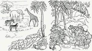 Coloring book hippopotamus african savannah animal cartoon vector illustration for children. Savanna Trees Coloring Pages