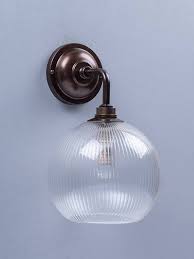 Ribbed glass bathroom wall light. Hereford Skinny Ribbed Glass Contemporary Bathroom Wall Light