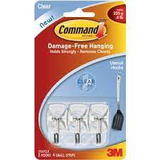 command clear hooks and strips plastic wire small 3 with 4 adhesive per pack utensil frame hangers white fireplace mantel surround