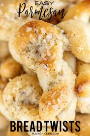 Easy Parmesan Bread Twists Made With Refrigerated Pizza Dough Tastes Just Like Domino S Parmesan Bread Twists Bread Twists Scones Recipe Easy Parmesan Bread
