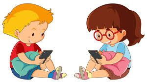 Menino menina, tocando, telefone móvel - Download Vetores Gratis ...