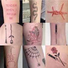 Tattoos Knife Rose Black Red Tumblr Collage Red Tattoos Black Red Tattoo Tattoos And Piercings