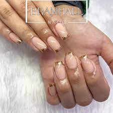 French manicure with silver line ideas. Bramhall Nails Gold Tip Nails Facebook