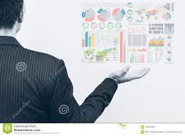 Asian Business Man Open Palm With Marketing Chart