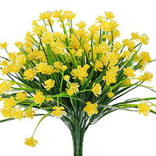 Free for commercial use no attribution required high quality images. E Hand Artificial Flowers Fake Cemetery Yellow Daffodils Outdoor Greenery Shrubs Plants Plastic Bushes Window Box Uv Resistant 4 Branches Fence Indoor Outside Hanging Planter Wedding Cemetery Decor Buy Online In Antigua And