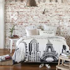 Bedroom Decor Tumblr White Wash Brick Brick Wall Bedroom Paris Bedding