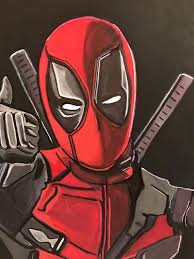 Dead Pool Thumbs Up Deadpool Paint Markers Canvas