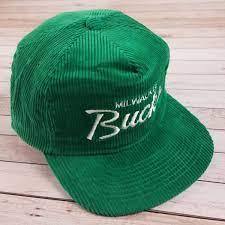Vtg 80s Milwaukee Bucks Cord Script Hat Hats Green Corduroy Adjustable Hat