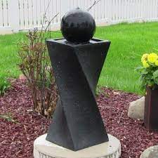 sunnydaze black ball solar power outdoor water fountain with led light 30 inch tall fontaine de jardin fontaines d eau de jardin idees de fontaine