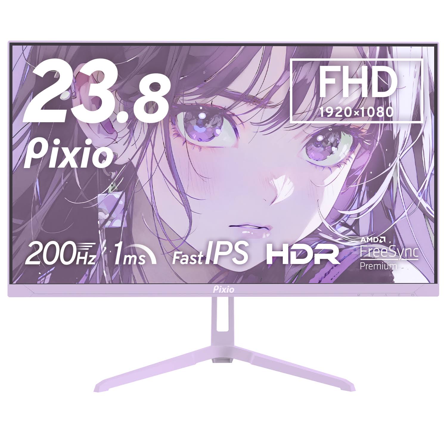 Pixio PX248 Wave 24 inch 200Hz Refresh Rate FHD 1080p Resolution Fast IPS Panel 1ms GTG Response Time Built-in Speakers Gaming Monitor