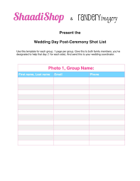 This list is purely meant as a guide. 50 Handy Shot List Templates Film Photography á… Templatelab