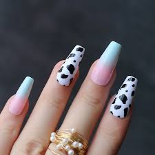 Ombre rainbow nails with mia secret flash neon colored acrylic. Pink Blue Ombre French Cow Print Gel False Nails 24pcs Acrylic Design Nails Black Dalmatian Cute Summer Fake Nail False Nails Aliexpress