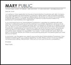 Administrative Coordinator Cover Letter Sample Cover Letter Templates Examples