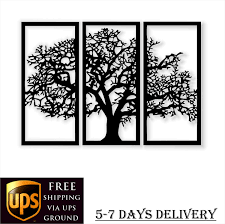 Metal wall art, birds on branch 3 pieces, metal tree wall art, tree sign, metal wall decor, interior and outdoor decoration, 3 panels wall hangings (40w x 13h / 102x33cm) 4.5 out of 5 stars 28 $119.00 $ 119. Outdoor Black Metal Wall Art Tree Of Life 3 Pieces Metal Wall Art Living Room Home Decor Modern Rustic Black Metal Wall Art Wall Art Decor Tree Wall Art