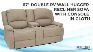 Maybe you would like to learn more about one of these? Recpro Charles 67 Double Rv Wall Hugger Recliner Sofa With Console In Cloth Youtube