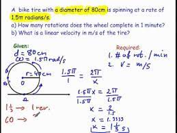 Every time the wheel turns once around, the car has moved ahead by the circumference of the tire. How To Find An Angular Velocity And A Linear Velocity Wmv Youtube