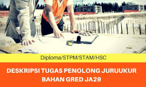 Sarjana muda sains pentadbiran (kepujian). Deskripsi Tugas Penolong Juruukur Bahan Gred Ja29 Skop Kerja