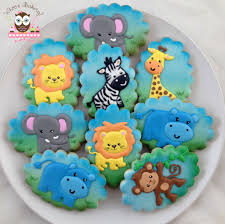 Pin By Whoo S Bakery On Characters Kids Baby Shower Cookies Safari Cookies Baby Cookies