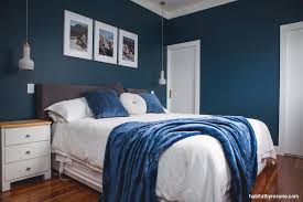 This Master Bedroom Is Painted A Beautifully Moody Blue In Resene Tangaroa With Resene Half Alabaster Blue Bedroom Walls Blue Master Bedroom Blue Bedroom Paint