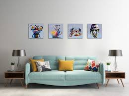 These fifty modern living rooms show stretch in a variety of substrates and styles. Inzlove Animals Canvas Wall Art Modern Cartoon Oil Painting Print Happy Dog Frog Pictures For Living Room Bedroom Home Decor Posters Prints Home Kitchen Wudfurniture Com