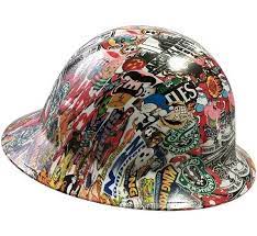 Sticker Bomb 4 Design Hydro Dipped Hard Hats Full Brim Style Etsy In 2021 Sticker Bomb Hard Hats Hard Hat