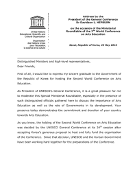 The president directs the executive branch of the federal government and is the. Address By The President Of The General Conference Dr Davidson L Hepburn On The Occasion Of The Ministerial Roundtable Of The 2nd World Conference On Arts Education Seoul Republic Of Korea 25