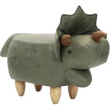 Critter Sitters Green Triceratops Dinosaur Animal Shape Ottoman Csdnoott Grn The Home Depot Critter Sitters Dinosaur Room Decor Childrens Playroom