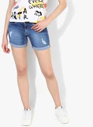 Kraus Jeans Blue Washed Skinny Fit Denim Shorts