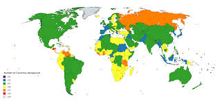 Mapchart Map Of Countries Color Coded By The Number Of