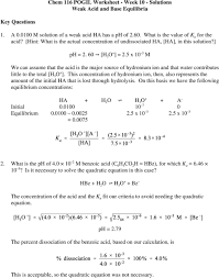 Chem 116 Pogil Worksheet Week 10 Solutions Weak Acid And Base Equilibria Pdf Free Download