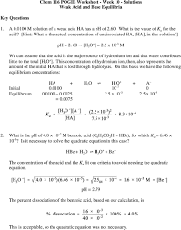 The ph meter and ph paper experiment (dry lab) measuring ph using a ph meter and ph paper. Chem 116 Pogil Worksheet Week 10 Solutions Weak Acid And Base Equilibria Pdf Free Download
