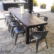 This Outdoor Dining Table Was Built Using An All Steel Frame And Reclaimed Redwood Boards Tr Industrial Style Dining Table Dining Table Industrial Dining Table