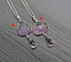 Carved Pink Amethyst 925 Necklace Purple Gem Necklace Light Etsy Pink Amethyst Gem Necklace Semi Precious Jewelry