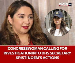 Rep. Delia Ramirez is urging the Judiciary Committee to launch a thorough  probe into Noem's conduct. STORY:  https://www.kotatv.com/2025/12/12/congresswoman-calling-investigation-into-dhs-secretary-kristi-noems-actions/