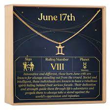 June 17th Necklace Present For Birthday Celebration Gift For Her Gemini Dear Ava