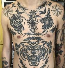 Pin By Ihatemylife On Tattoo Chest Piece Tattoos Traditional Chest Tattoo Small Chest Tattoos