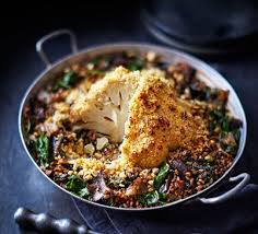 Add the maple syrup mixture to the cauliflower, then add the pistachios, almonds, spring onions and herbs and stir until well combined. Cauliflower Couscous Recipe James Martin