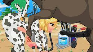 all fours before oral blonde hair catgirl cow print ellie  (rockcandy) english text farm horse large breasts milking milking machine  outdoors outside rockcandy spanish text text zoophilia 