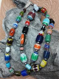 African Trade Bead Necklace Necklace Is Beaded With Beautiful Glass Chevron Beads African Trad African Trade Beads Beaded Jewelry Handmade Beaded Necklaces